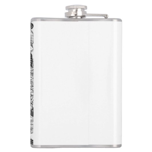 Zebra vinken en rozen struiken inkttekening heupfles (Achterkant)