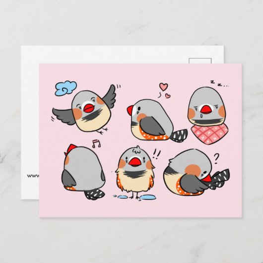 Zebra vinkt schattig cartoon roze ingecheckt patro briefkaart (Voorkant / Achterkant)