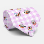 Zebra vinkt schattig cartoon roze ingecheckt patro stropdas (Opgerold)