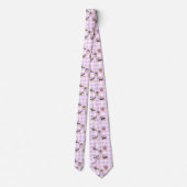 Zebra vinkt schattig cartoon roze ingecheckt patro stropdas (Achterkant)