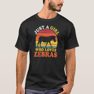 Zebra Vintage Gewoon Een Meisje Dat Van Zebras Hou T-shirt