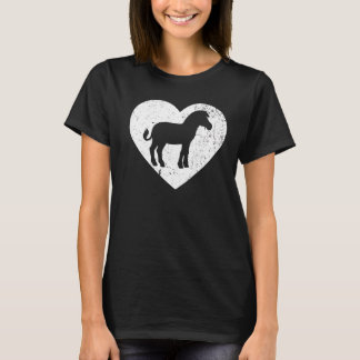 Zebra Vintage White Heart Animal Valentijnsdag T-shirt