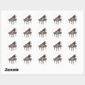 Zebra vleugelpiano ~ ronde sticker (Vel)