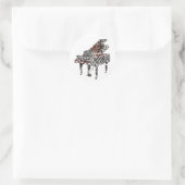 Zebra vleugelpiano ~ ronde sticker (Tas)
