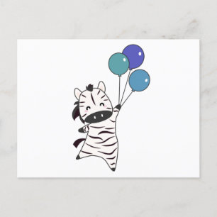 Zebra vliegen omhoog met ballonnen op zoete dieren briefkaart