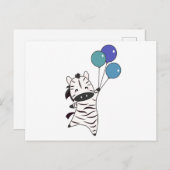 Zebra vliegen omhoog met ballonnen op zoete dieren briefkaart (Voorkant / Achterkant)