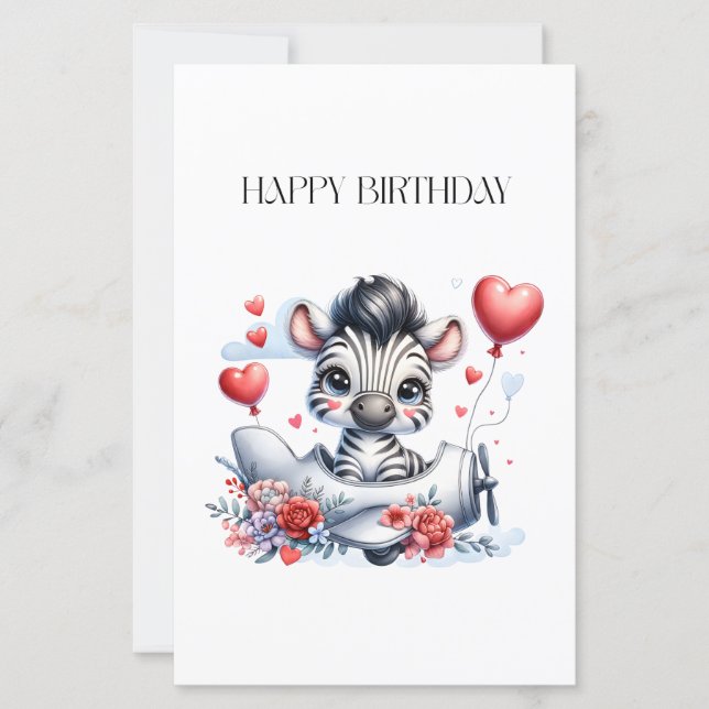 Zebra Vliegtuig Verjaardag (Voorkant)
