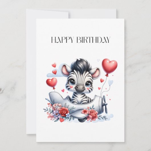 Zebra Vliegtuig Verjaardag Aankondiging (Voorkant)