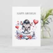 Zebra Vliegtuig Verjaardag Aankondiging (Staand voorkant)