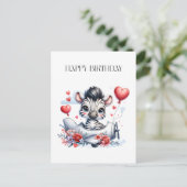Zebra Vliegtuig Verjaardag Briefkaart (Staand voorkant)