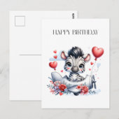 Zebra Vliegtuig Verjaardag Briefkaart (Voorkant / Achterkant)