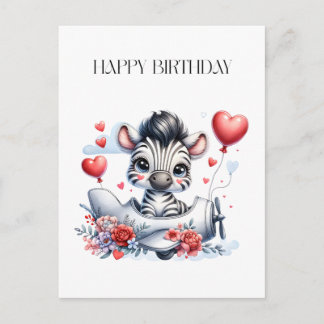 Zebra Vliegtuig Verjaardag Briefkaart
