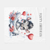 Zebra Vliegtuig Verjaardag Fleece Deken (Voorkant (Horizontaal))