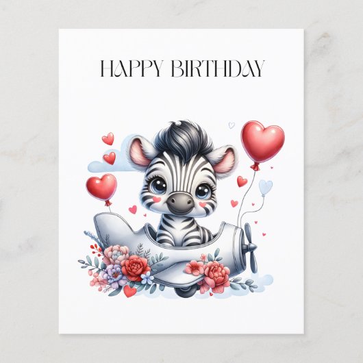 Zebra Vliegtuig Verjaardag Flyer (Voorkant)