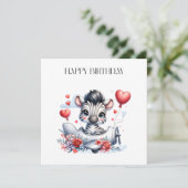 Zebra Vliegtuig Verjaardag Kaart (Staand voorkant)