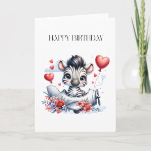 Zebra Vliegtuig Verjaardag Kaart