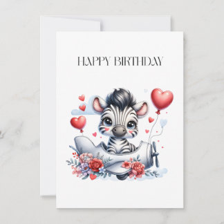 Zebra Vliegtuig Verjaardag Notitiekaartje