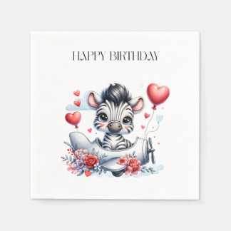 Zebra Vliegtuig Verjaardag Servet