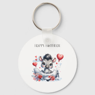 Zebra Vliegtuig Verjaardag Sleutelhanger