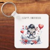 Zebra Vliegtuig Verjaardag Sleutelhanger (Voorkant)