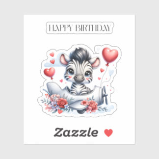 Zebra Vliegtuig Verjaardag Sticker