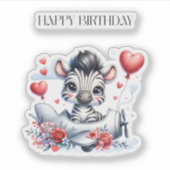 Zebra Vliegtuig Verjaardag Sticker (Voorkant)
