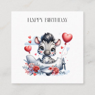 Zebra Vliegtuig Verjaardag Vierkante Visitekaartje