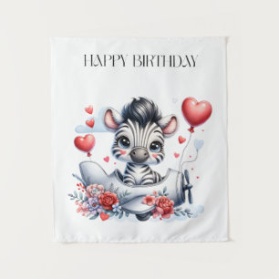 Zebra Vliegtuig Verjaardag Wandkleed
