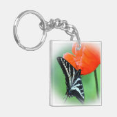 Zebra Vlinder Bloemen Flora Acryl Sleutelhanger (Voorkant Links)