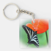 Zebra Vlinder Bloemen Flora Acryl Sleutelhanger (Voorkant)