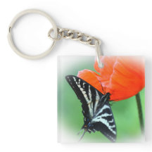 Zebra Vlinder Bloemen Flora Acryl Sleutelhanger