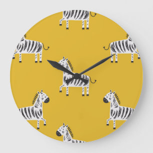 Zebra voor kinderen: naadloos leuk patroon grote klok