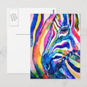 Zebra voor kleurrijke regenboog Waterverf Briefkaart (Voorkant / Achterkant)