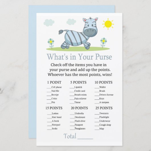 Zebra Wat zit er in je handtas? (Voorkant / Achterkant)