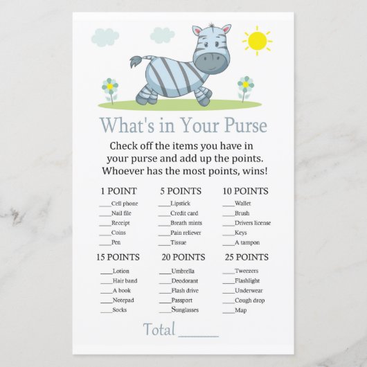 Zebra Wat zit er in je handtas? (Voorkant)