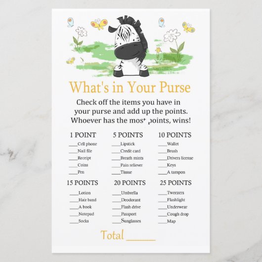 Zebra Wat zit er in je handtas? (Voorkant)