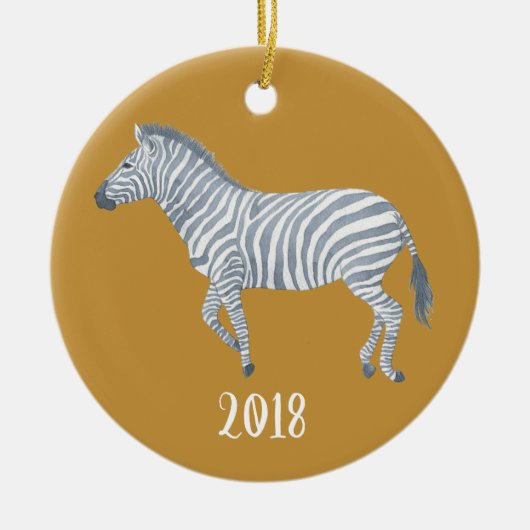 Zebra waterverf Jaar Keramisch Ornament (Voorkant)