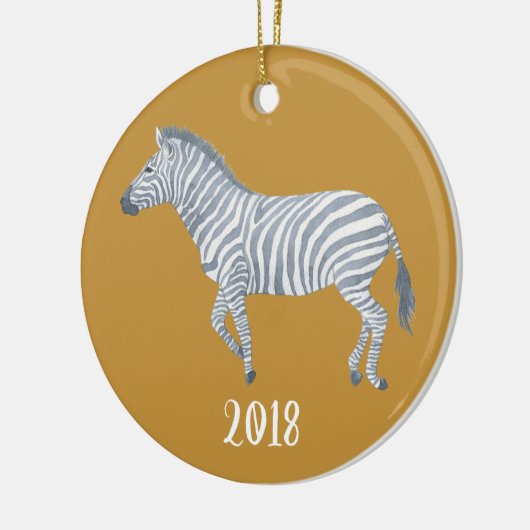 Zebra waterverf Jaar Keramisch Ornament (Links)