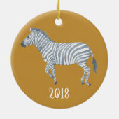 Zebra waterverf Jaar Keramisch Ornament (Achterkant)