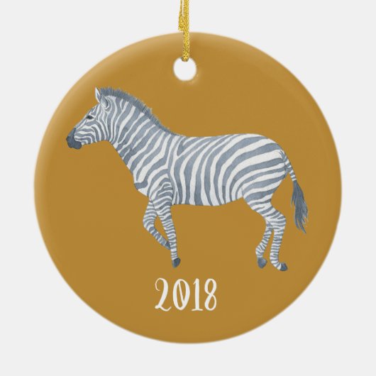 Zebra waterverf Jaar Keramisch Ornament (Achterkant)