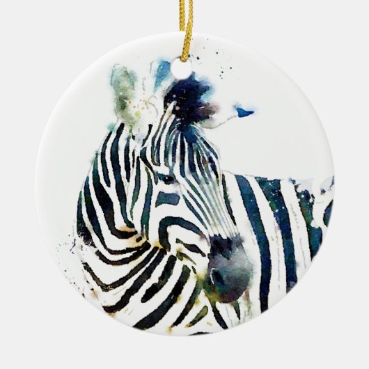 Zebra Waterverf Keramisch Ornament (Voorkant)