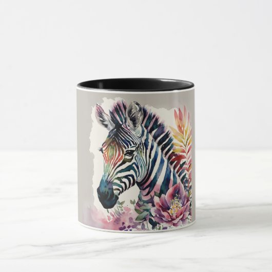 Zebra Waterverf Kunst Mok (Midden)