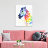 Zebra Waterverf Rainbow Art Schilderij Canvas Prin (Insitu (Woonkamer))