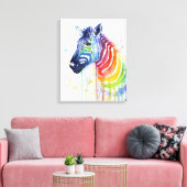 Zebra Waterverf Rainbow Art Schilderij Canvas Prin (Insitu (Woonkamer))