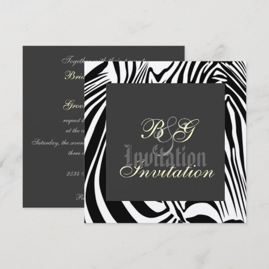 Zebra Wedding Uitnodiging (Voorkant / Achterkant)
