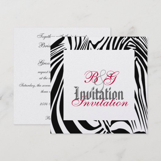 Zebra Wedding Uitnodiging (Voorkant / Achterkant)