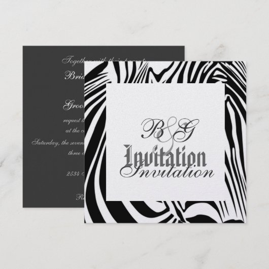 Zebra Wedding Uitnodiging (Voorkant / Achterkant)