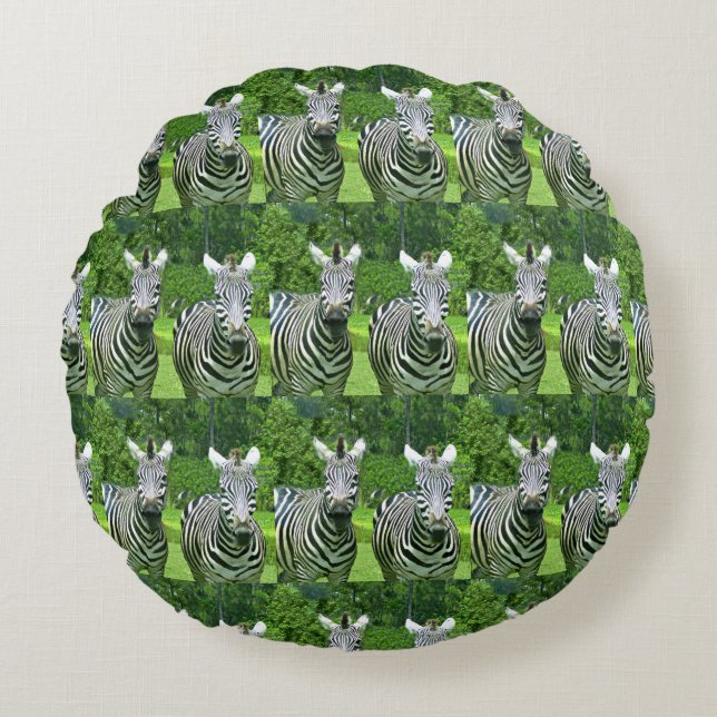 Zebra Weide Tegelpatroon Rond Kussen (Voorkant)