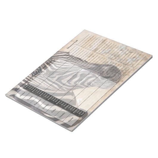 Zebra Wekelijkse aangepaste maaltijdplanner Notitieblok (Schuin)