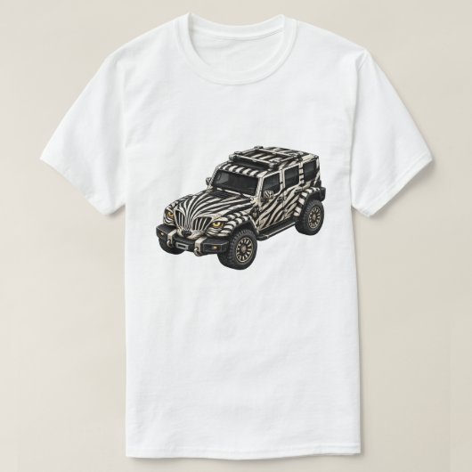 Zebra White Adventure SUV — BV-JZW T-shirt (Design voorkant)